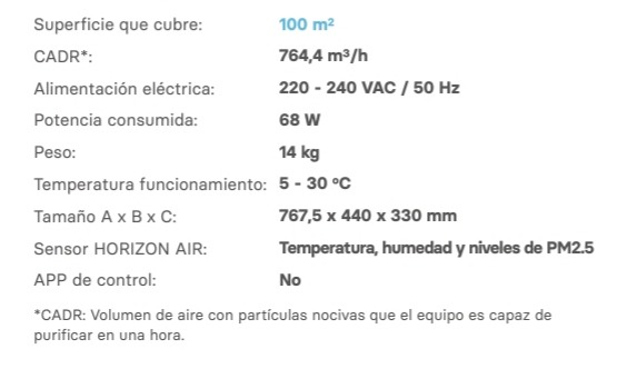 Característiques tècniques de Star 700, l'eina perfecta per obtenir un millor aire que respirar al teu voltant.